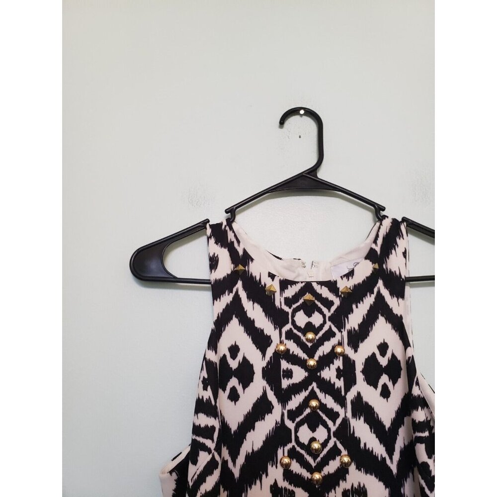 Belle Badgley Mischka Womens 10 Maxi Dress Black White Studded Sleeveless A Line - Picture 4 of 5